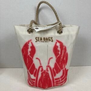 Sea Bags Maine Lobster Pound Beverage Bucket Bag White Red Cooler Sail Cloth USA